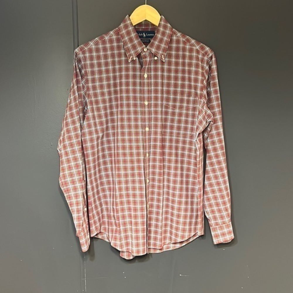 Ralph Lauren‎ Mens Button Down Custom Fit 100% Cotton Sz M, Tag RN 41381 SS
